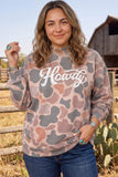Multicolour Camouflage Western Graphic Plus Size Sweatshirt Aaria Tees