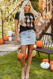 Black Halloween Ghost Pumpkin Print Crew Neck T Shirt - Aaria Tees Aaria Tees