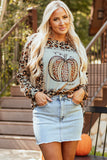 Brown Bleached Halloween Pumpkin Leopard Print Sweatshirt - Aaria Tees Aaria Tees
