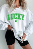 White St. Patricks LUCKY Graphic Corded Sweatshirt Aaria Tees