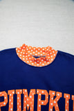 Sail Blue Polka Dot Letter Print Contrast Trim Mock Neck Sweatshirt Aaria Tees