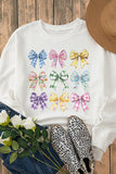 White Easter Eggs Plaid Bow Graphic Drop Shoulder Sweatshirt Aaria Tees
