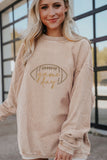 Dark Blue Rugby Game Day Embroidered Corduroy Sweatshirt - Aaria Tees Aaria Tees