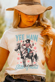 White YEE HAW State of mind Cowgirl Graphic Western Fashion Tee Aaria Tees