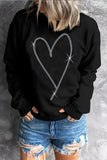 Black Rhinestone Heart Pattern Valentines Fashion Sweatshirt - Aaria Tees Aaria Tees