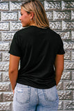 Black Rhinestone Western Pattern Cotton Blend Graphic T Shirt Aaria Tees