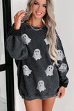Pink Halloween Ghost Corded Crew Neck Loose Sweatshirt - Aaria Tees Aaria Tees
