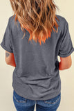 Gray Sunflower Cowgirl Boots Print Western Fashion T Shirt Aaria Tees