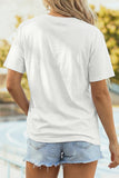White Faux Patchwork Printed US Flag Casual Tee - Aaria Tees Aaria Tees