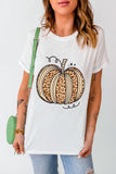White Leopard Pumpkin Graphic Crewneck Halloween T Shirt - Aaria Tees Aaria Tees