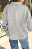 Light Grey Halloween Slogan Print Mock Neck Reversible Sweatshirt Aaria Tees