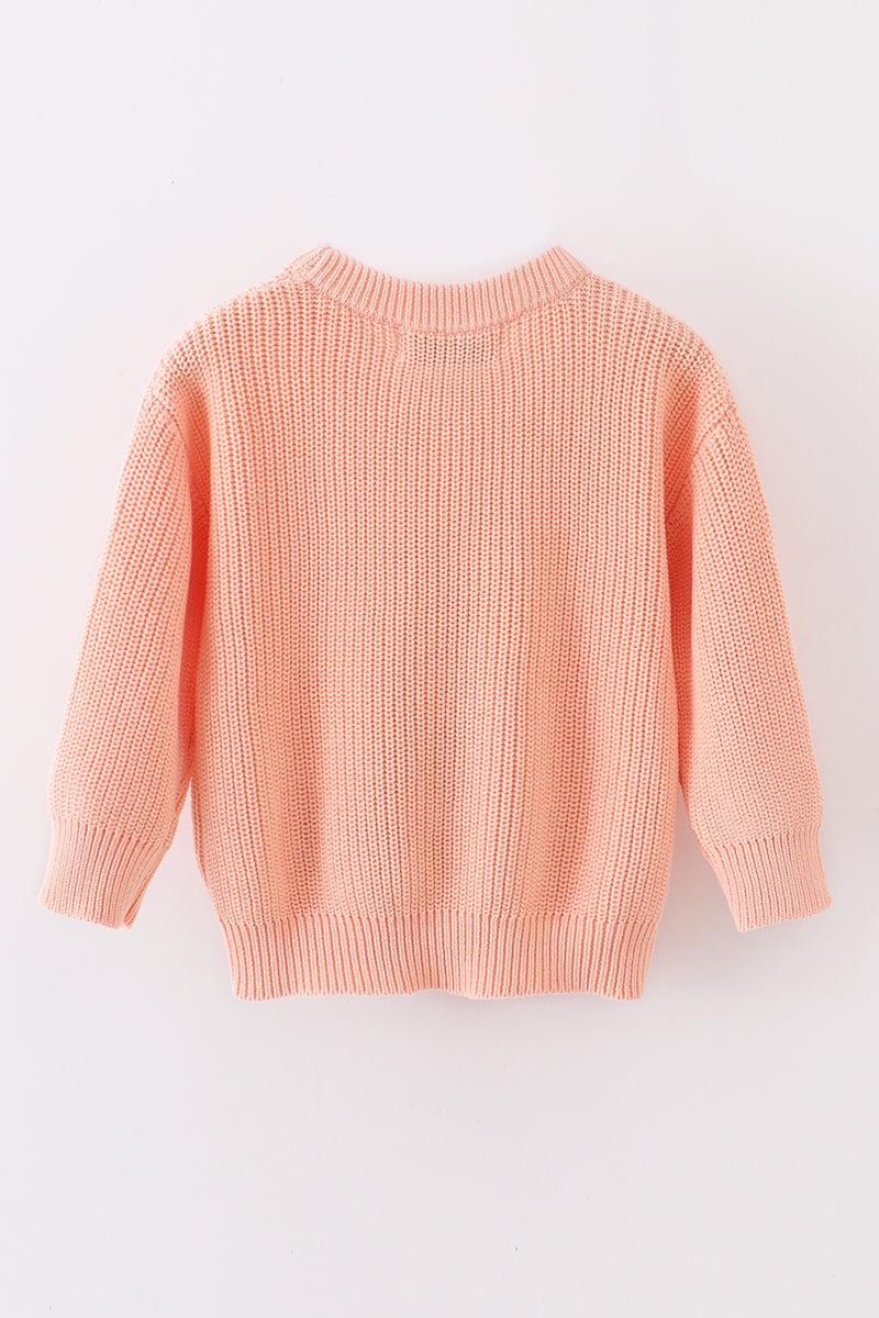 Coral hand-embroidery bunny pullover sweater - Aaria Tees Aaria Tees