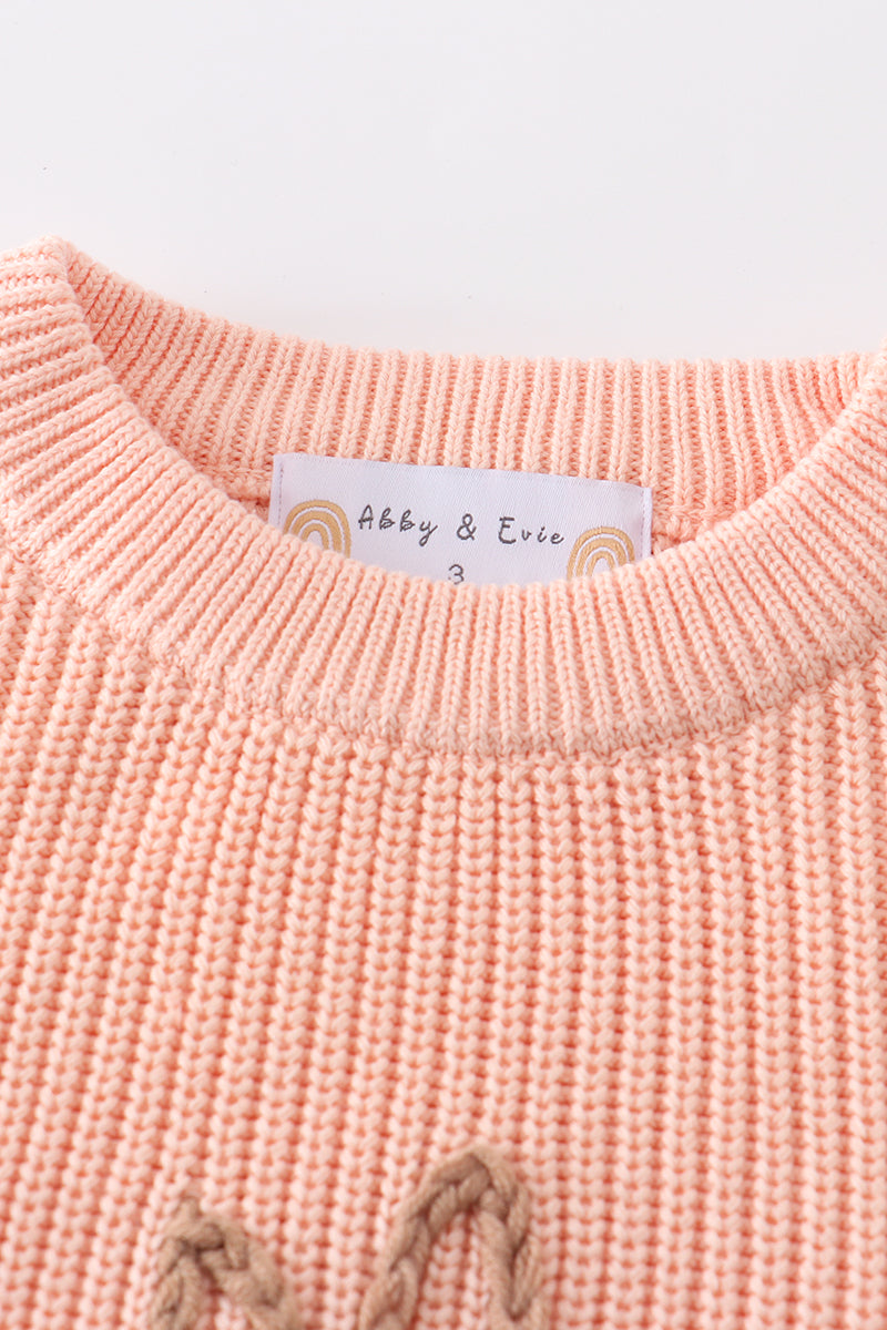 Coral hand-embroidery bunny pullover sweater - Aaria Tees Aaria Tees
