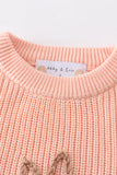 Coral hand-embroidery bunny pullover sweater - Aaria Tees Aaria Tees