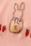 Coral hand-embroidery bunny pullover sweater - Aaria Tees Aaria Tees