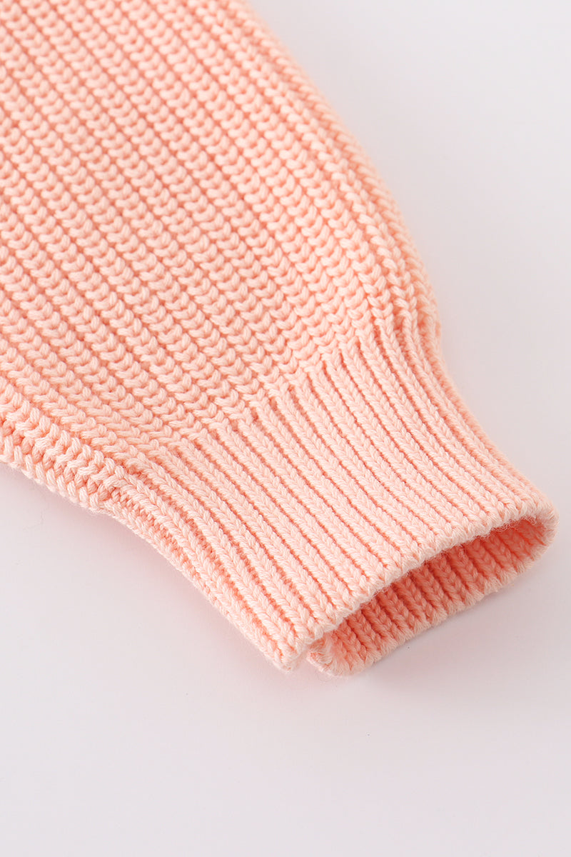 Coral hand-embroidery bunny pullover sweater - Aaria Tees Aaria Tees