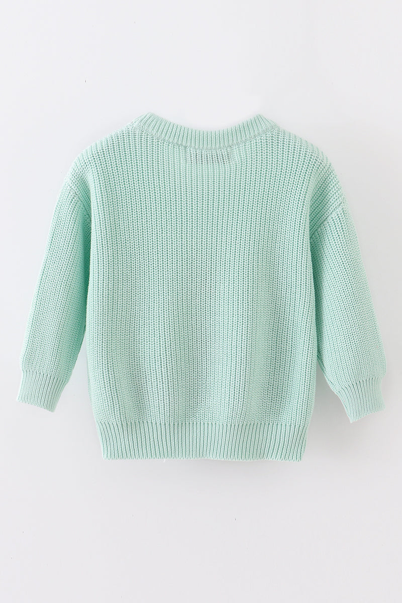 Blue hand-embroidery bunny pullover sweater - Aaria Tees Aaria Tees