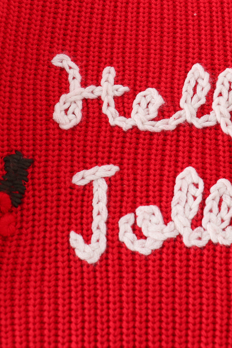 Maroon hello jolly hand-embroidery jumper sweater - Aaria Tees Aaria Tees