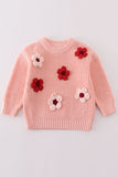 Pink floral hand-embroidery jumper sweater - Aaria Tees Aaria Tees