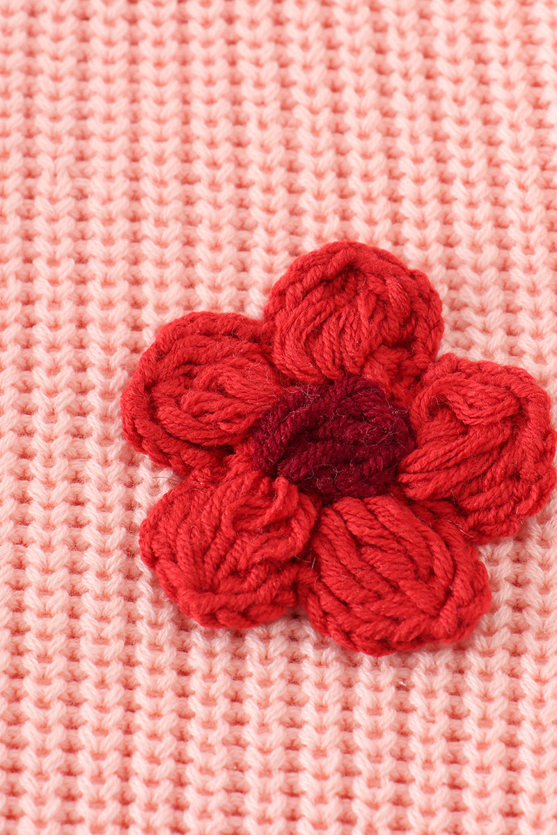 Pink floral hand-embroidery jumper sweater - Aaria Tees Aaria Tees