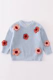 Blue floral hand-embroidery jumper sweater - Aaria Tees Aaria Tees