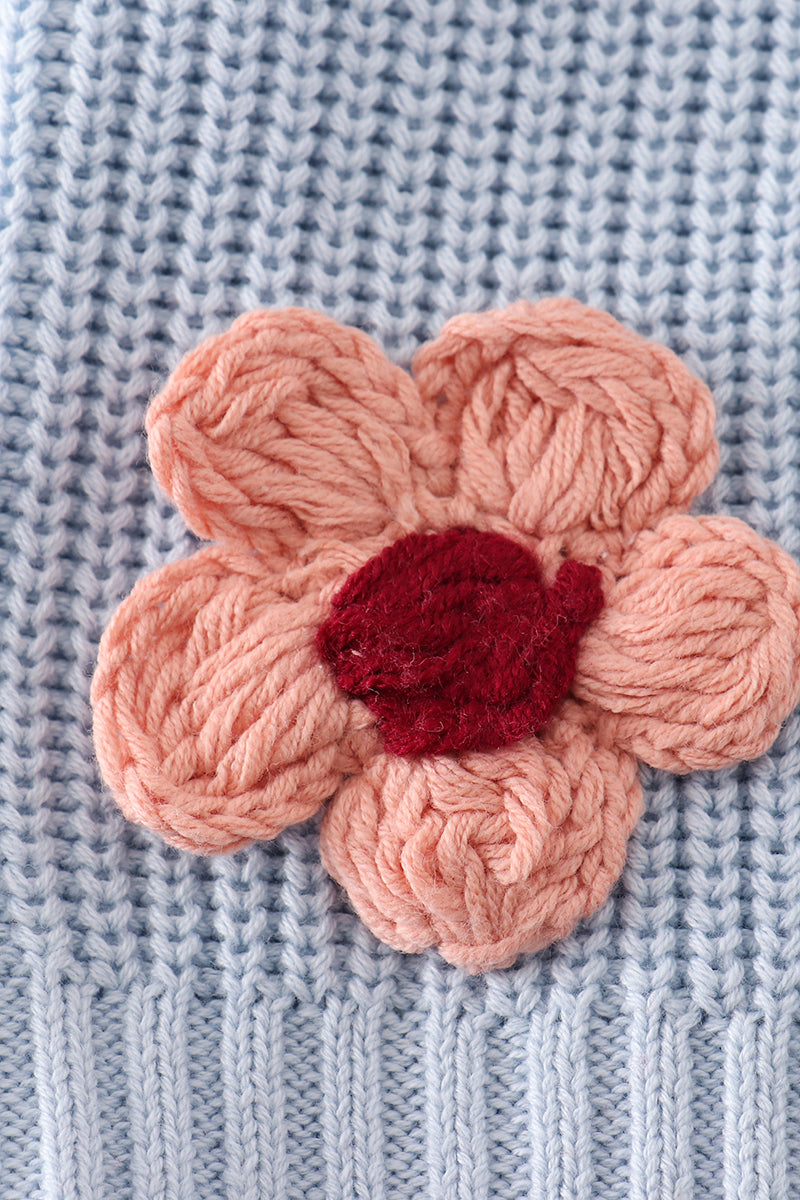 Blue floral hand-embroidery jumper sweater - Aaria Tees Aaria Tees