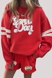 Fiery Red Glitter Game Day Slogan Football Patch Varsity Graphic Two Piece Set - Aaria Tees Aaria Tees
