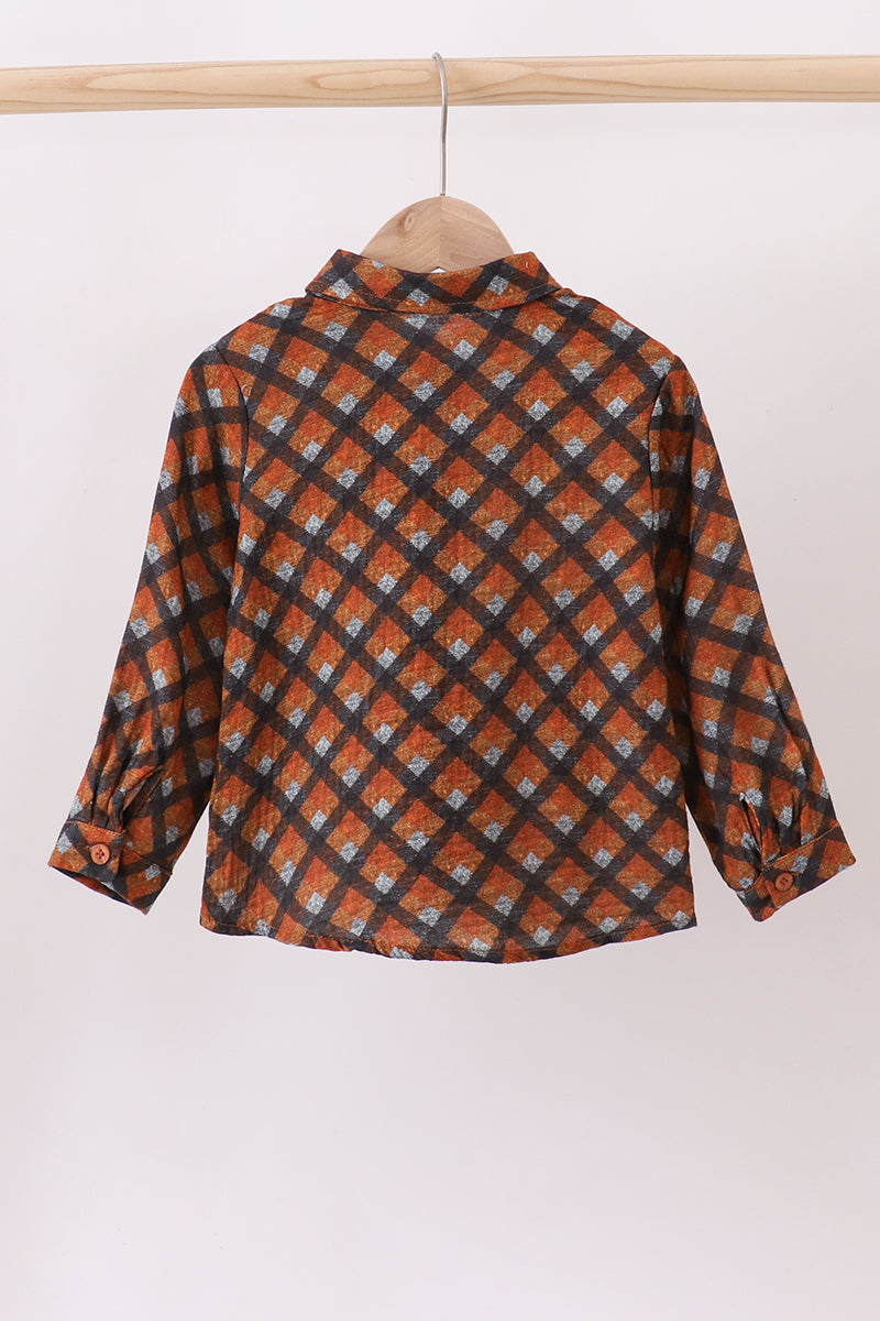 Premium brown plaid button down muslin shirt - Aaria Tees Aaria Tees