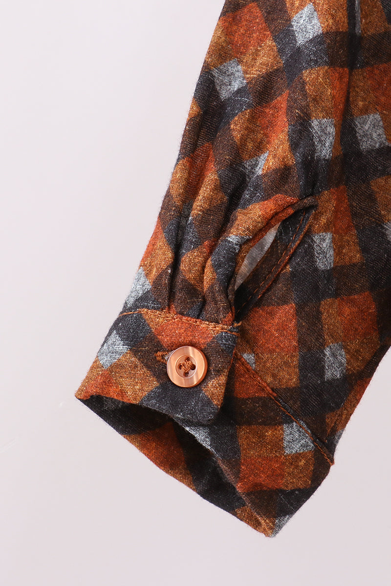 Premium brown plaid button down muslin shirt - Aaria Tees Aaria Tees