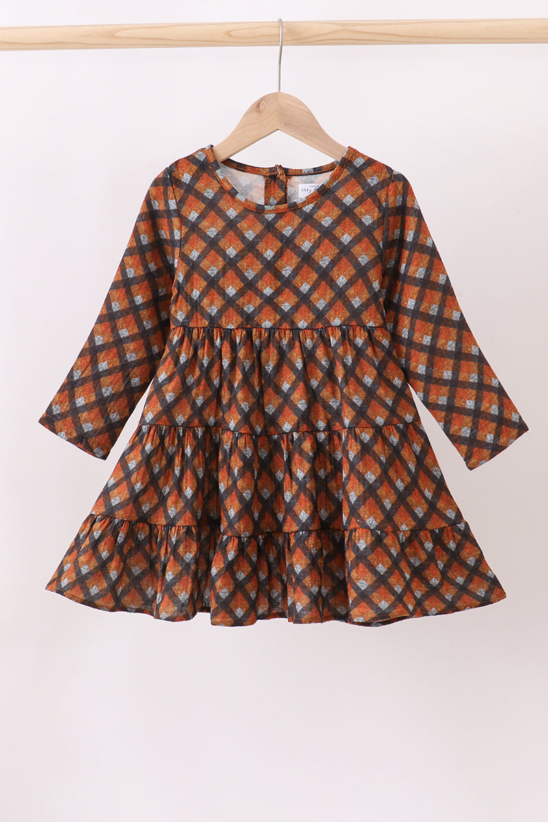 Premium brown plaid muslin dress - Aaria Tees Aaria Tees