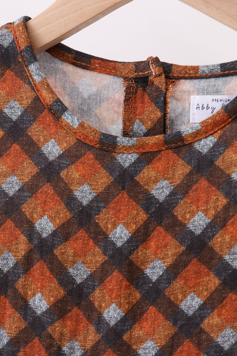 Premium brown plaid muslin dress - Aaria Tees Aaria Tees