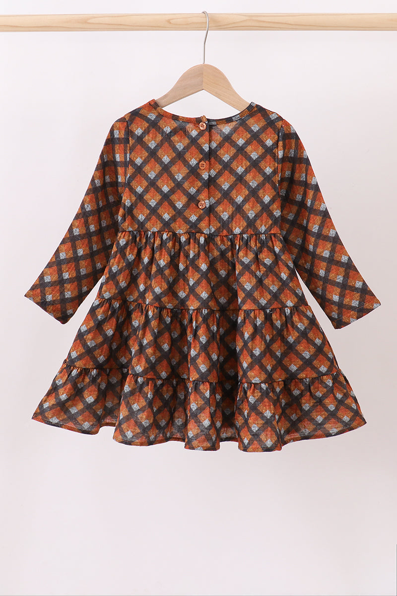 Premium brown plaid muslin dress - Aaria Tees Aaria Tees