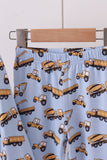 Premium blue excavator print bamboo pants set - Aaria Tees Aaria Tees