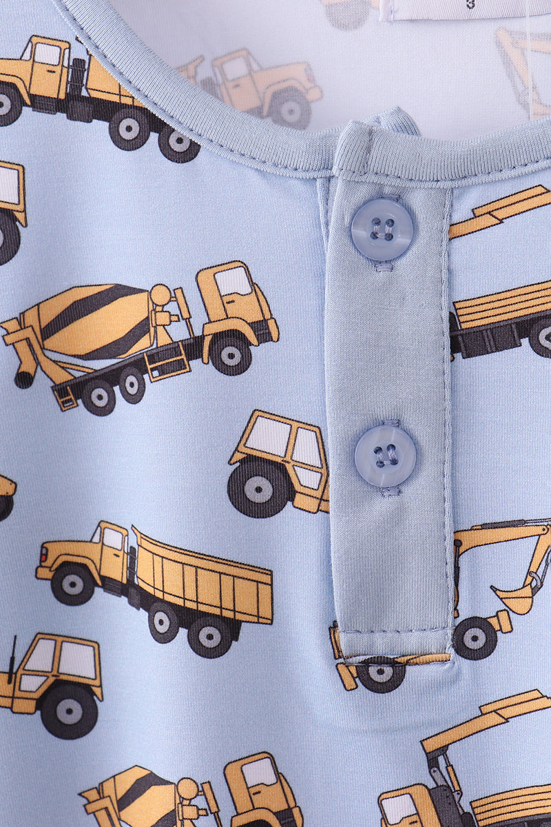 Premium blue excavator print bamboo pants set - Aaria Tees Aaria Tees
