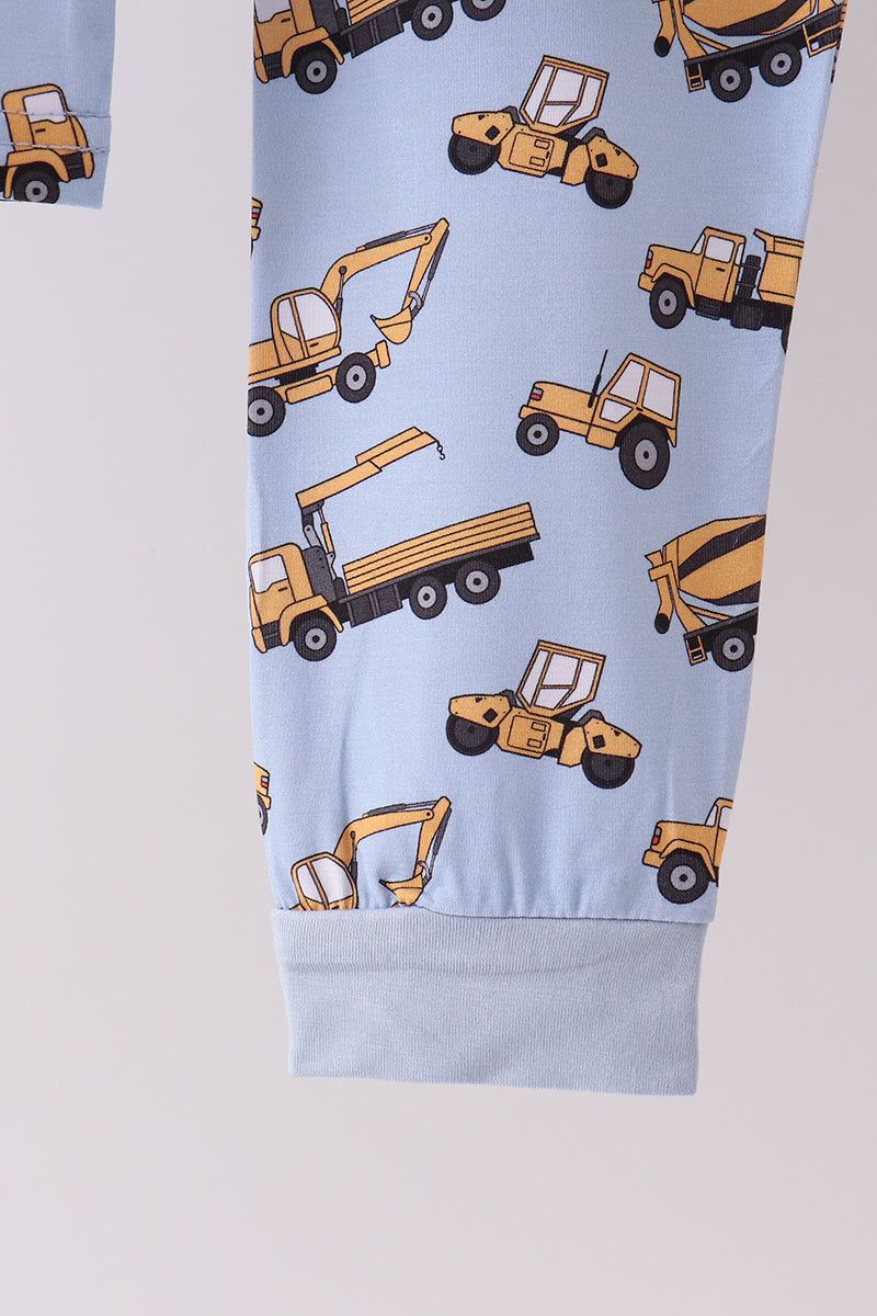 Premium blue excavator print bamboo pants set - Aaria Tees Aaria Tees