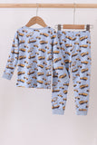 Premium blue excavator print bamboo pants set - Aaria Tees Aaria Tees