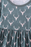 Premium forest reindeer print bamboo dress - Aaria Tees Aaria Tees