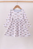 Premium blue character print bamboo dress - Aaria Tees Aaria Tees