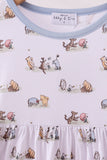 Premium blue character print bamboo dress - Aaria Tees Aaria Tees