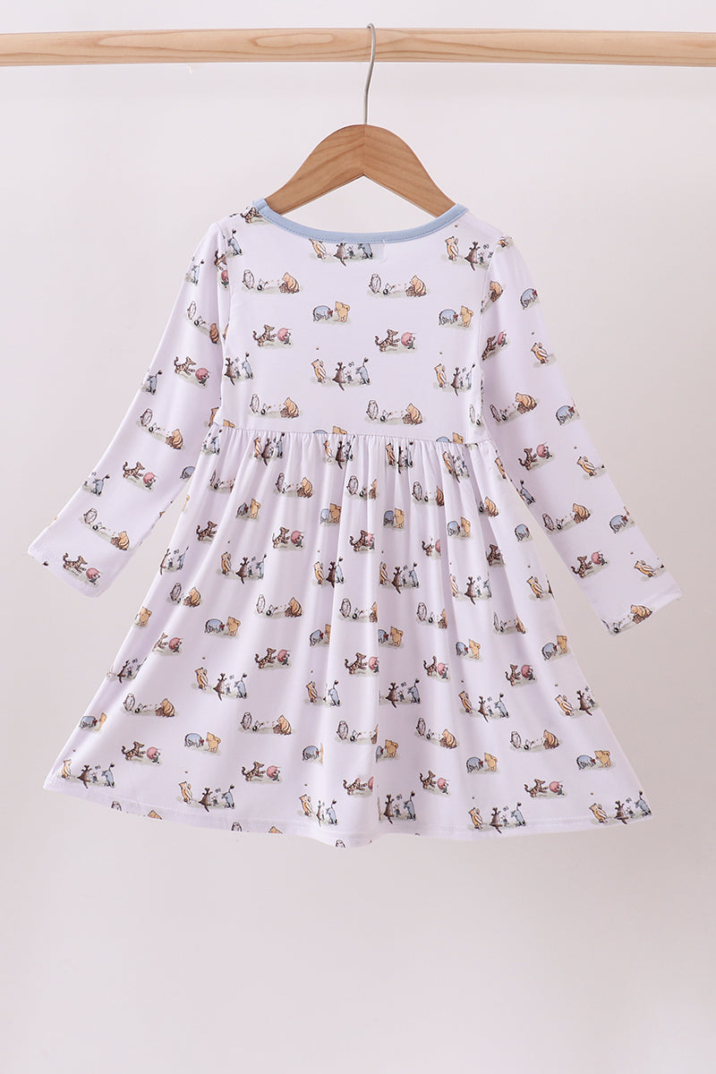 Premium blue character print bamboo dress - Aaria Tees Aaria Tees