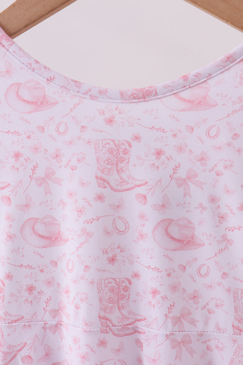 Premium pink boots bamboo dress - Aaria Tees Aaria Tees