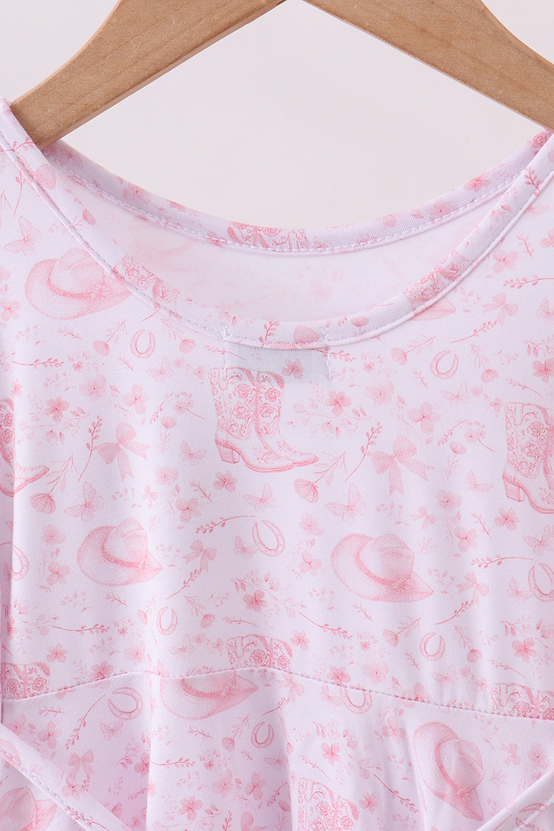 Premium pink boots bamboo dress - Aaria Tees Aaria Tees