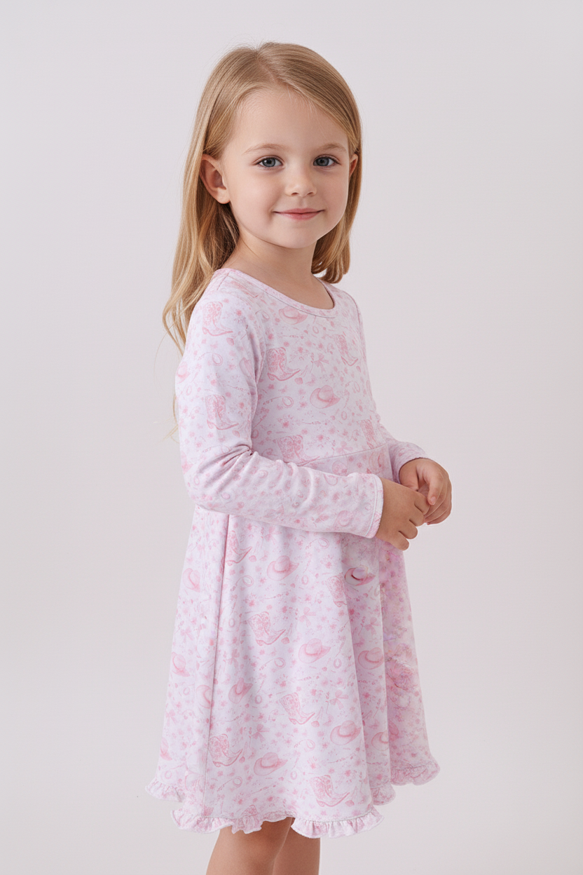 Premium pink boots bamboo dress - Aaria Tees Aaria Tees