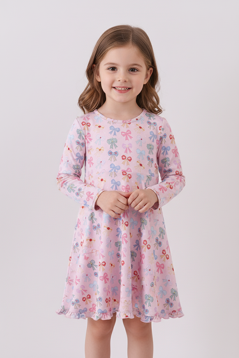 Premium whimsical bows bamboo dress - Aaria Tees