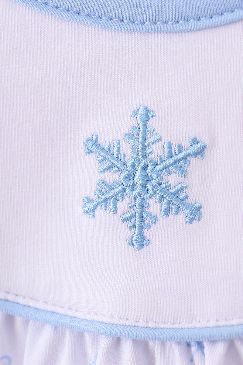 Premium blue snow bow embroidery bubble - Aaria Tees Aaria Tees