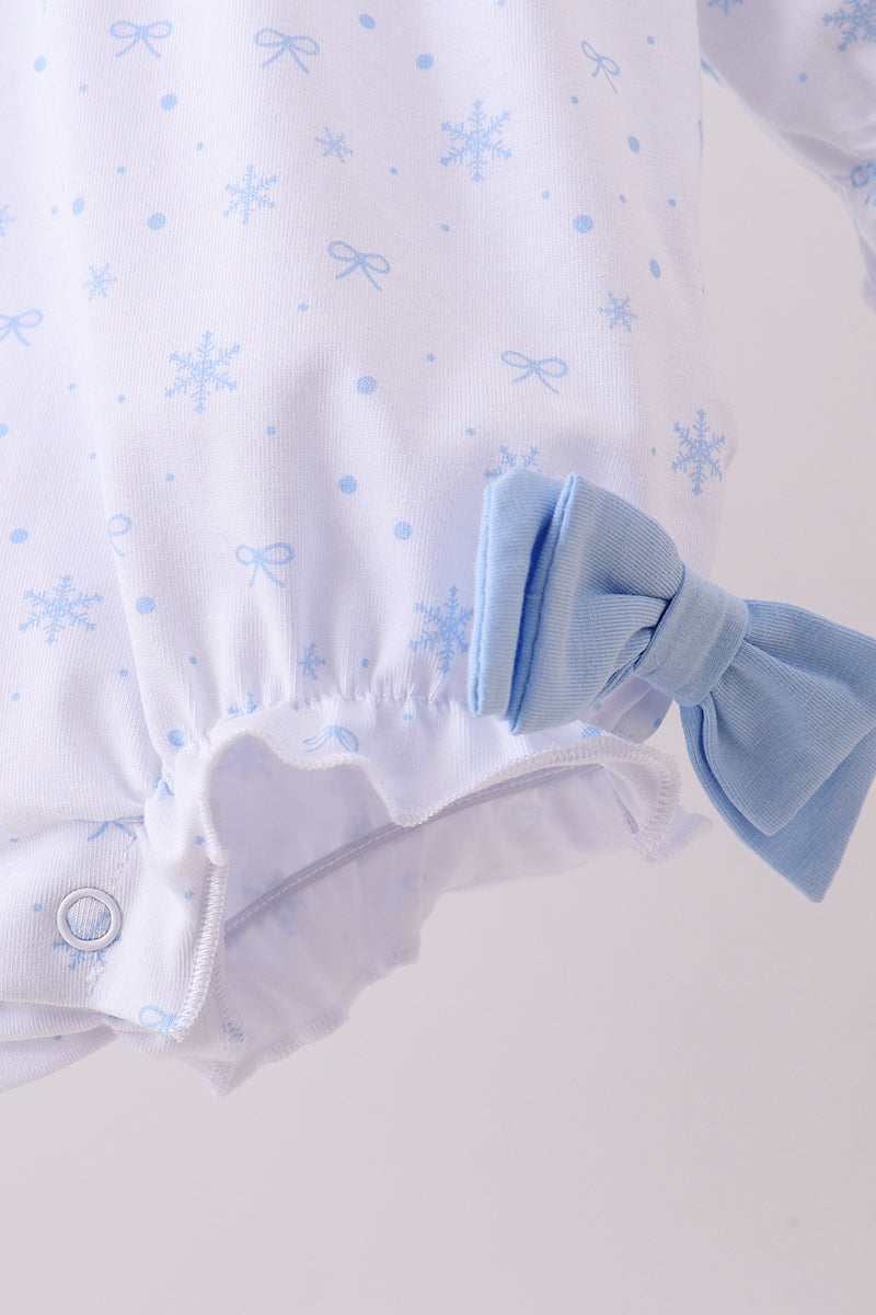 Premium blue snow bow embroidery bubble - Aaria Tees Aaria Tees