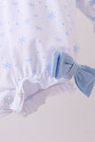Premium blue snow bow embroidery bubble - Aaria Tees Aaria Tees