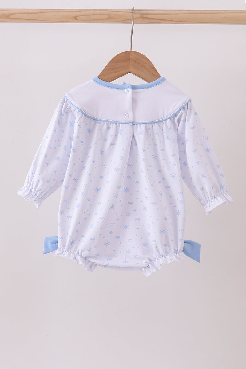 Premium blue snow bow embroidery bubble - Aaria Tees Aaria Tees