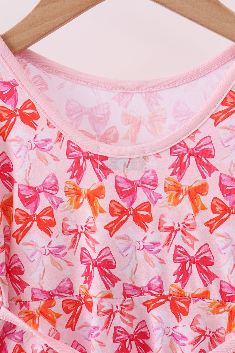 Premium berry blossom bows ruffle bamboo dress - Aaria Tees Aaria Tees