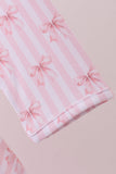 Premium blush bow stripe print ruffle bamboo dress - Aaria Tees Aaria Tees